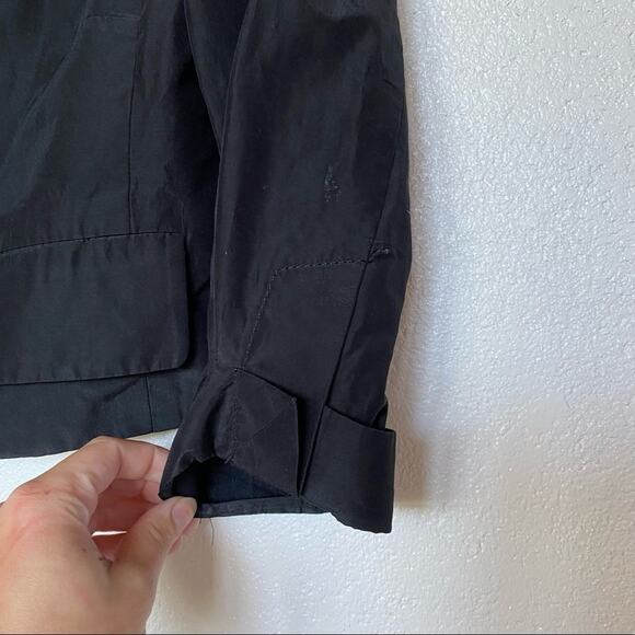 Carlisle Silk Blend Boxy Cropped Sleeve Black Jacket Size 4 - Picture 5 of 13
